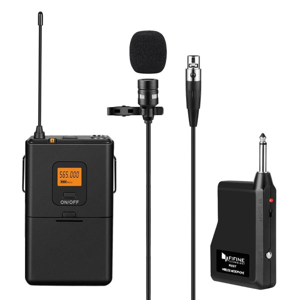 UHF Wireless Lavalier Lapel Microphone System with Bodypack Transmitter, Mini  Lapel Mic & Portable Receiver