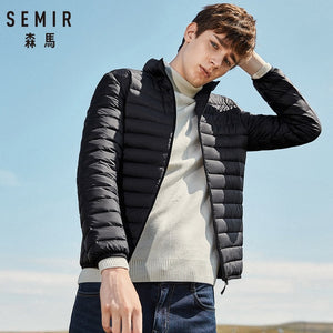 SEMIR 2018 Down Jacket Men Winter Portability Warm 90% White Duck Down Hooded Man Coat jaqueta masculino chaqueta hombre