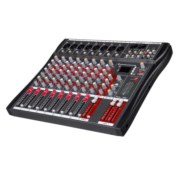 8 Channel DJ Sound Mixer with bluetooth USB Jack Professional Live Studio Karaoke Audio Mixing Console Phantom Power 48V