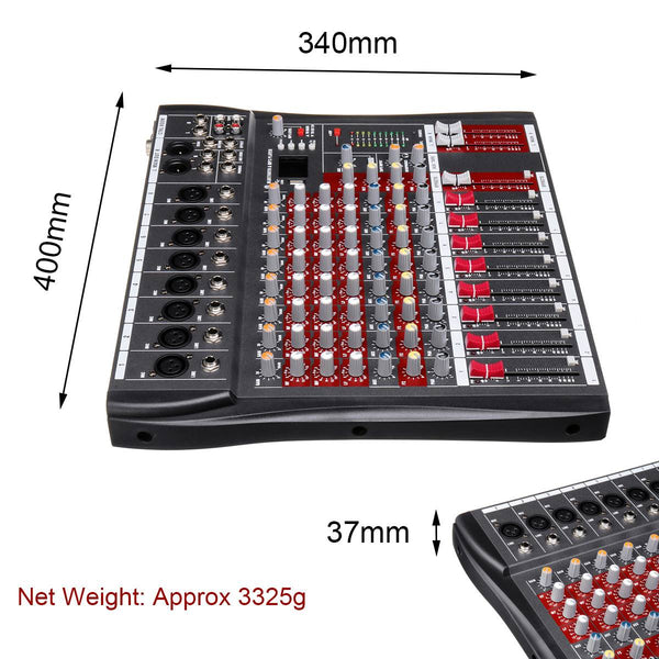 8 Channel DJ Sound Mixer with bluetooth USB Jack Professional Live Studio Karaoke Audio Mixing Console Phantom Power 48V