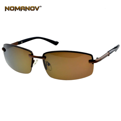 Alloy Rimless Brown Polarized Sunglasses Uv400 Uv100% Mens Shield Sports Brown Lenses Sun Glasses Outdoor Driving Fish