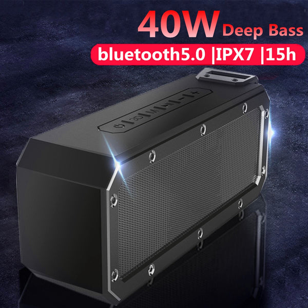 40W bluetooth Speaker Column Portable Speaker IPX7 Waterproof Subwoofer with 360 Stereo Sound Outdoor Speakers Boombox