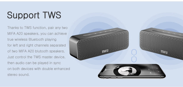 MIFA A20 Bluetooth Speaker Metal Portable Super Bass Wireless speaker Bluetooth4.2 3D Digital Sound Loudspeaker Handfree MIC TWS