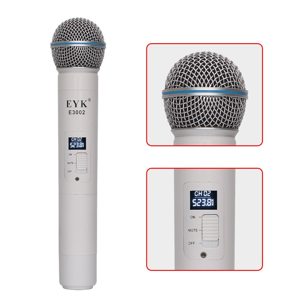 UHF 2 Channel Dual Metal Handheld Mic Transmitter with MUTE Function Professional Karaoke Wireless Microphone System