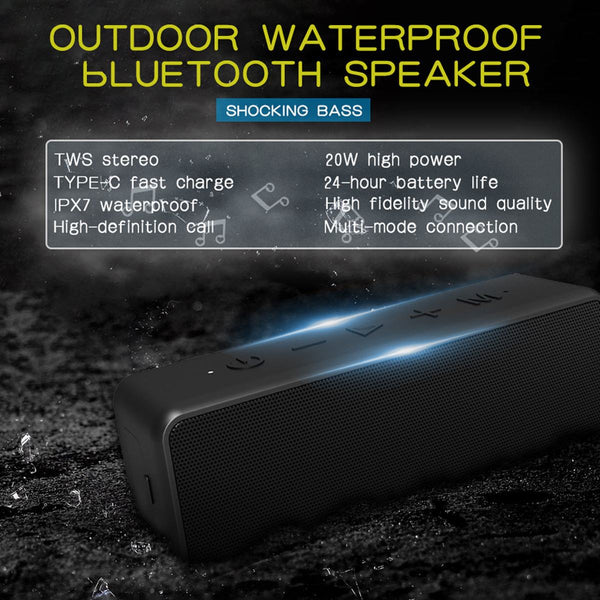 20W Portable bluetooth5.0 Wireless Speaker Better Bass 24-Hour  bluetooth Range IPX7 Water Resistance Soundbar Subwoofer