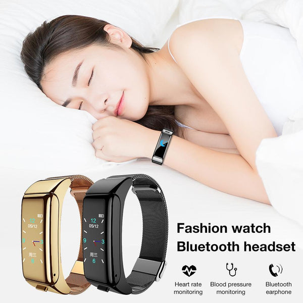 B6 Wireless Earphones Bluetooth Headset 2 In 1 Heart Rate Monitor Step Counter Sports Smart Bracelet Health Watch For Women Men