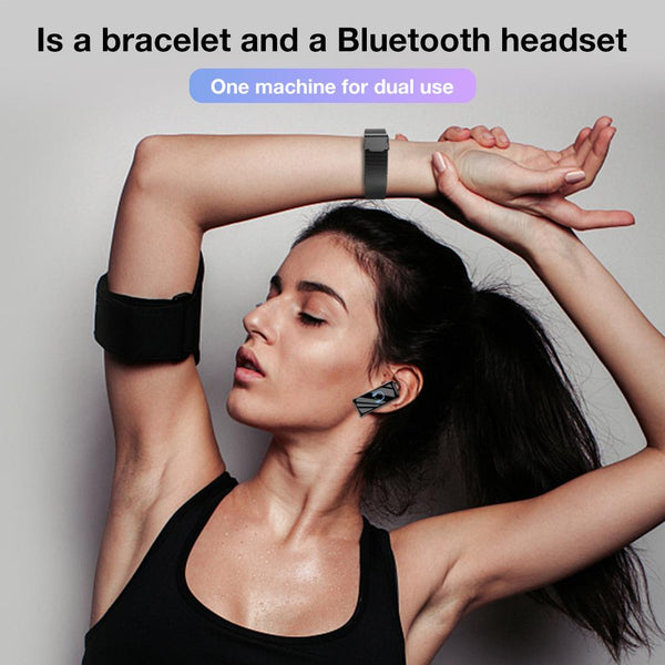 B6 Wireless Earphones Bluetooth Headset 2 In 1 Heart Rate Monitor Step Counter Sports Smart Bracelet Health Watch For Women Men