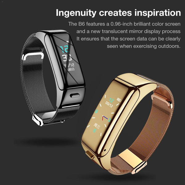 B6 Wireless Earphones Bluetooth Headset 2 In 1 Heart Rate Monitor Step Counter Sports Smart Bracelet Health Watch For Women Men