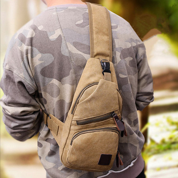 Men Canvas Outdoor Sport Sling Shoulder Small Bag Crossbody Chest Pack