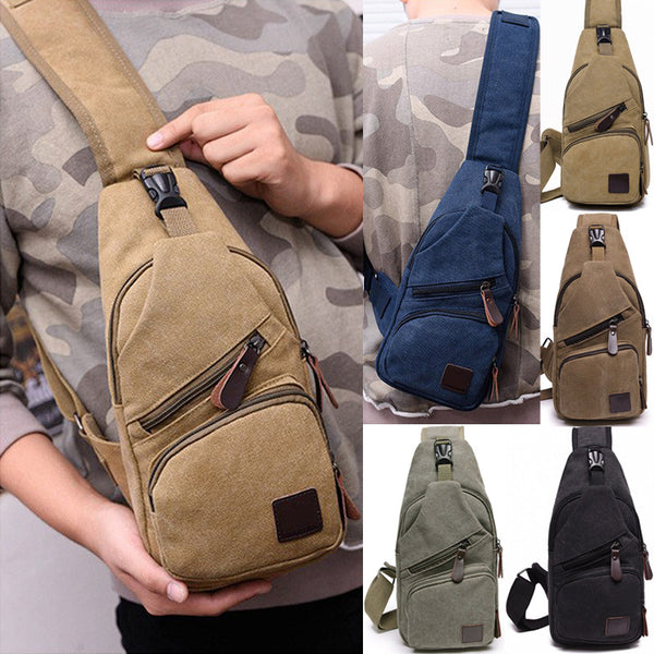 Men Canvas Outdoor Sport Sling Shoulder Small Bag Crossbody Chest Pack