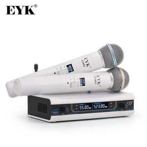 UHF 2 Channel Dual Metal Handheld Mic Transmitter with MUTE Function Professional Karaoke Wireless Microphone System