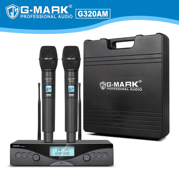 G-MARK G320AM Wireless Microphone System Frequency Adjustable Professional UHF Automatic 2 Handheld microphone