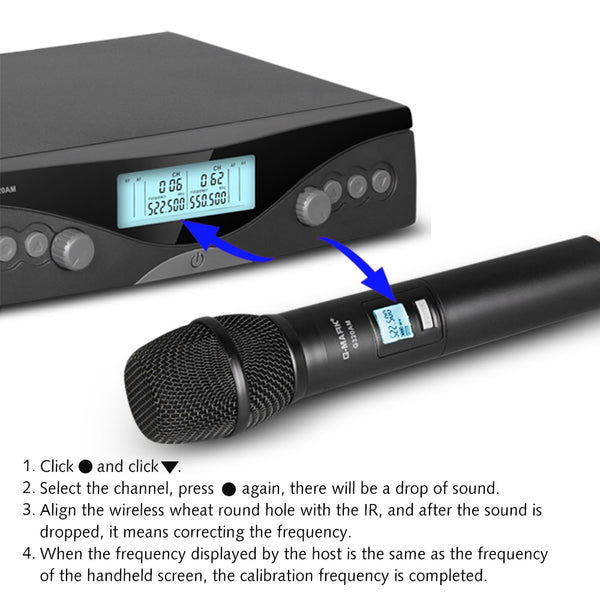 G-MARK G320AM Wireless Microphone System Frequency Adjustable Professional UHF Automatic 2 Handheld microphone