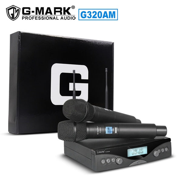 G-MARK G320AM Wireless Microphone System Frequency Adjustable Professional UHF Automatic 2 Handheld microphone