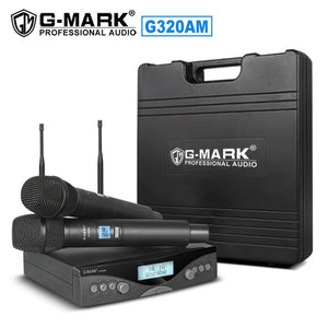 G-MARK G320AM Wireless Microphone System Frequency Adjustable Professional UHF Automatic 2 Handheld microphone