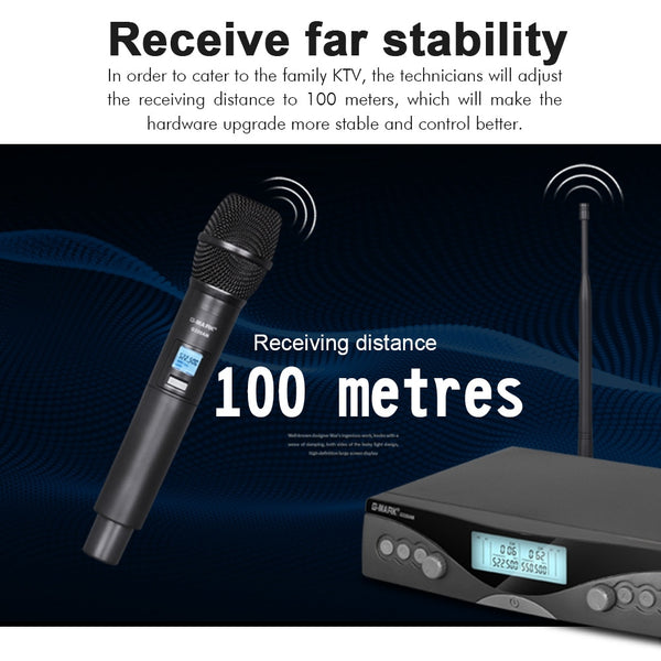 G-MARK G320AM Wireless Microphone System Frequency Adjustable Professional UHF Automatic 2 Handheld microphone