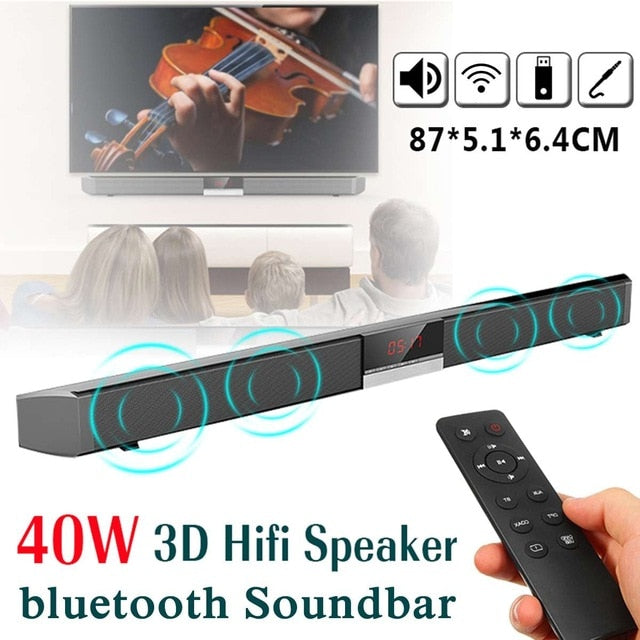 LED Display bluetooth Soundbar Wireless Speaker Aux-In Coaxial Optical for TV Home Theater 40W Home Wall-mounted Subwoofer