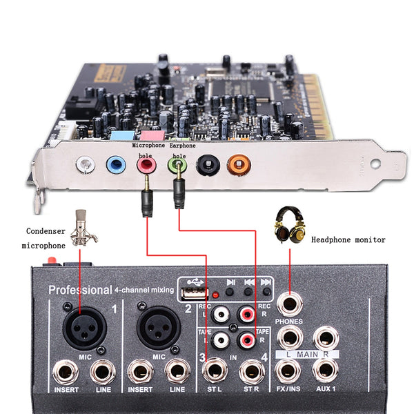 Mini Portable Audio Mixer with USB DJ Sound Mixing Console MP3 Jack 4 Channel Karaoke 48V Amplifier For Karaoke KTV Match Party