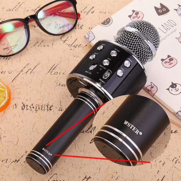 Original Wster WS858 Fashion Bluetooth Wireless Condenser Magic Karaoke Microphone Mobile Phone Player MIC Speaker Record Music