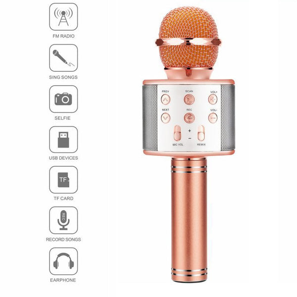 Original Wster WS858 Fashion Bluetooth Wireless Condenser Magic Karaoke Microphone Mobile Phone Player MIC Speaker Record Music