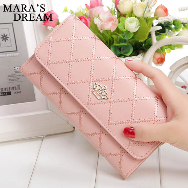 Womens Wallets Purses Plaid PU Leather Long Wallet Hasp Phone Bag Money Coin Pocket Card Holder Female Wallet Purse