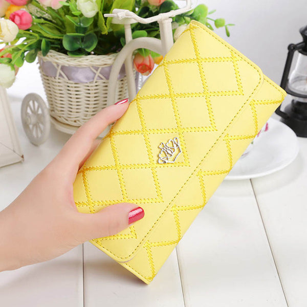 Womens Wallets Purses Plaid PU Leather Long Wallet Hasp Phone Bag Money Coin Pocket Card Holder Female Wallet Purse