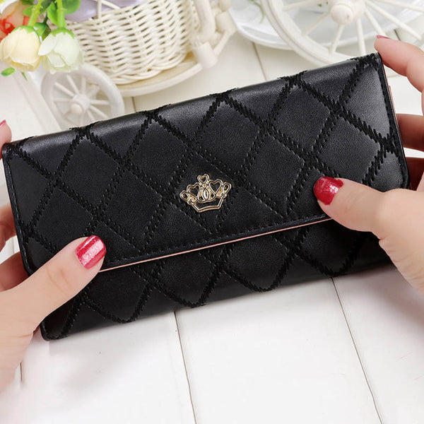 Womens Wallets Purses Plaid PU Leather Long Wallet Hasp Phone Bag Money Coin Pocket Card Holder Female Wallet Purse