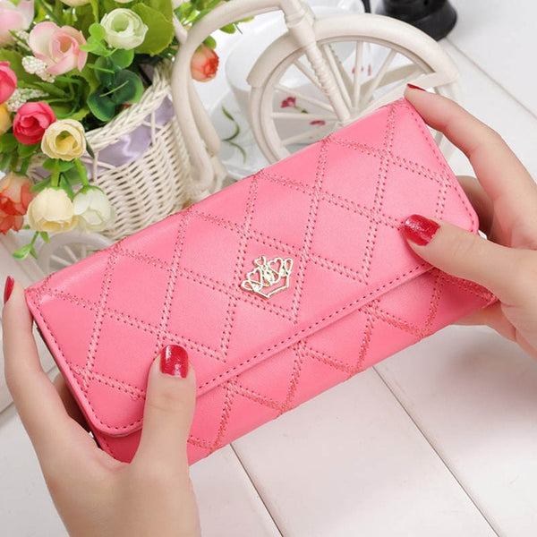 Womens Wallets Purses Plaid PU Leather Long Wallet Hasp Phone Bag Money Coin Pocket Card Holder Female Wallet Purse