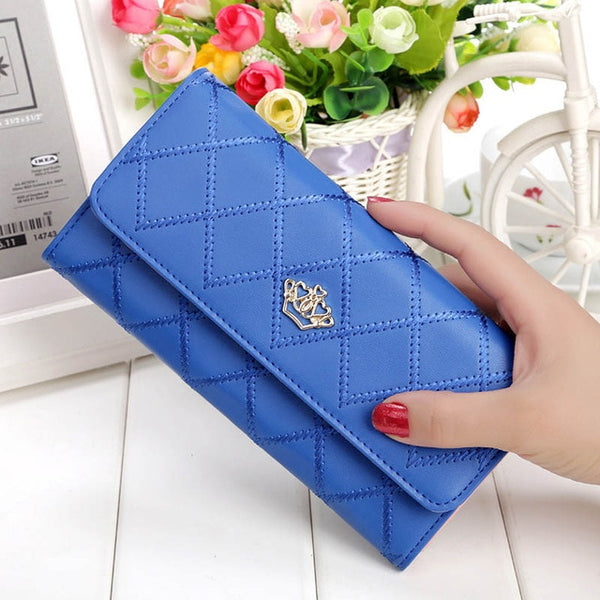 Womens Wallets Purses Plaid PU Leather Long Wallet Hasp Phone Bag Money Coin Pocket Card Holder Female Wallet Purse