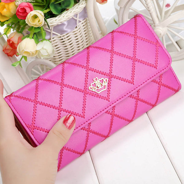 Womens Wallets Purses Plaid PU Leather Long Wallet Hasp Phone Bag Money Coin Pocket Card Holder Female Wallet Purse