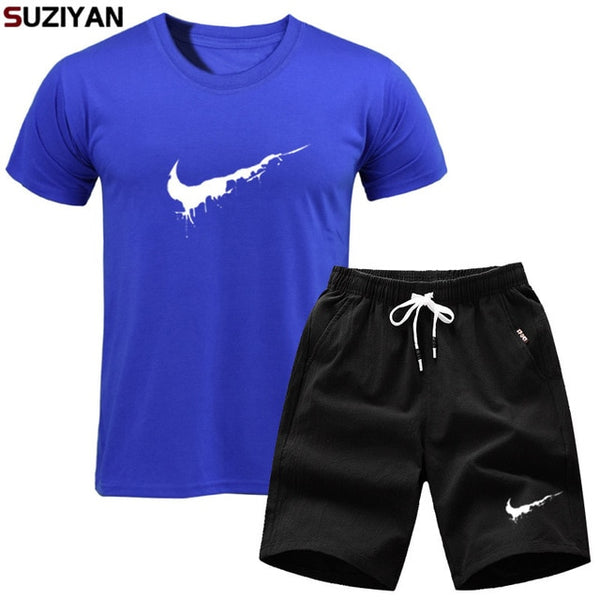 Brand clothing Two piece suit tracksuit Fashion Casual Tshirts Gyms Workout Fitness Sets