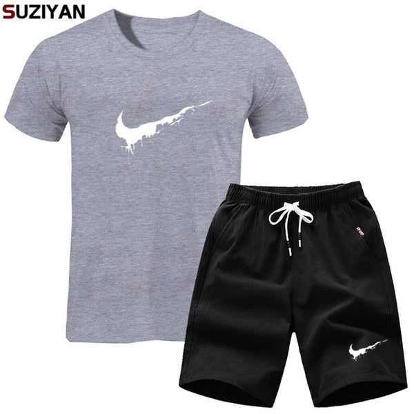 Brand clothing Two piece suit tracksuit Fashion Casual Tshirts Gyms Workout Fitness Sets