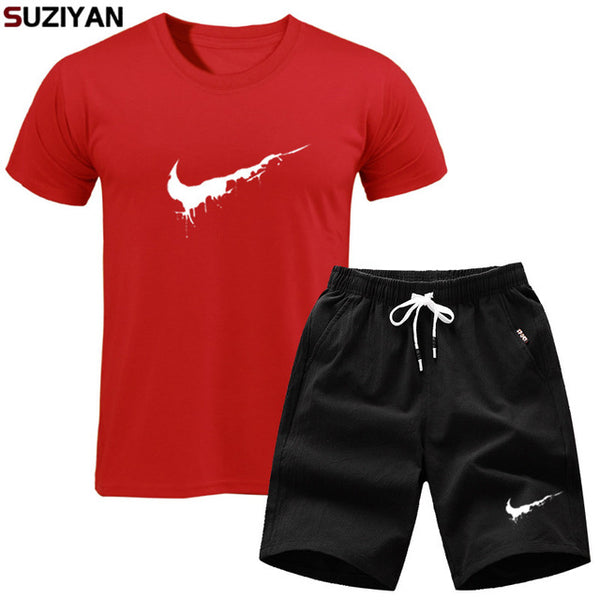 Brand clothing Two piece suit tracksuit Fashion Casual Tshirts Gyms Workout Fitness Sets