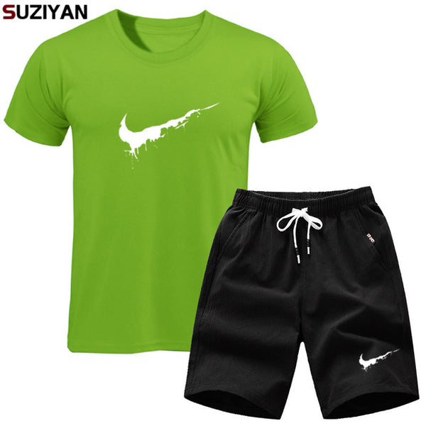 Brand clothing Two piece suit tracksuit Fashion Casual Tshirts Gyms Workout Fitness Sets