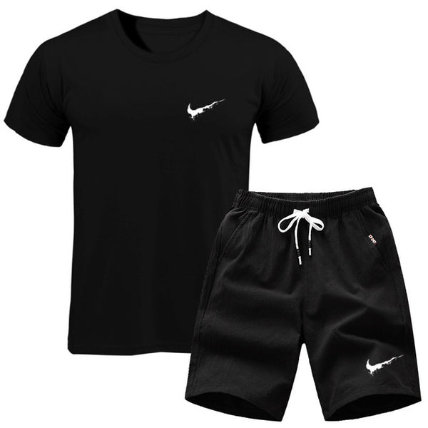 Brand clothing Two piece suit tracksuit Fashion Casual Tshirts Gyms Workout Fitness Sets