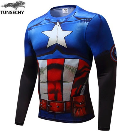 Marvel captain America 2 superman superhero T-shirt, men's gym suit, short-sleeved xs-4xl