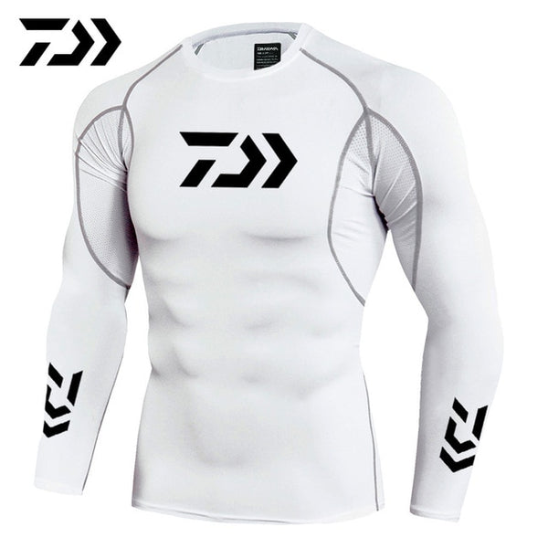 2019 New Daiwa Fishing Shirt Outdoor Sports Wear Tshirt Patchwork Fitness Body Shirt Anti-mosquito Breathable Fishing Tshirt