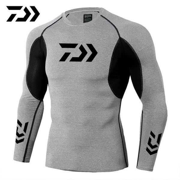 2019 New Daiwa Fishing Shirt Outdoor Sports Wear Tshirt Patchwork Fitness Body Shirt Anti-mosquito Breathable Fishing Tshirt