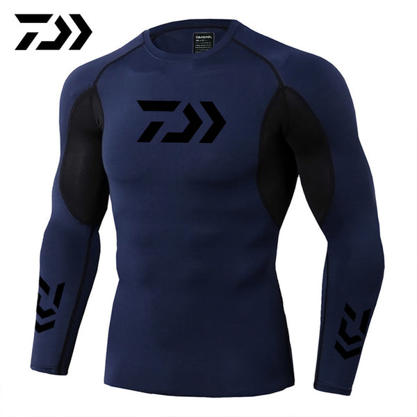 2019 New Daiwa Fishing Shirt Outdoor Sports Wear Tshirt Patchwork Fitness Body Shirt Anti-mosquito Breathable Fishing Tshirt