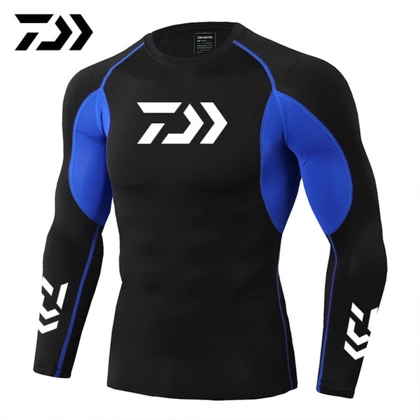 2019 New Daiwa Fishing Shirt Outdoor Sports Wear Tshirt Patchwork Fitness Body Shirt Anti-mosquito Breathable Fishing Tshirt