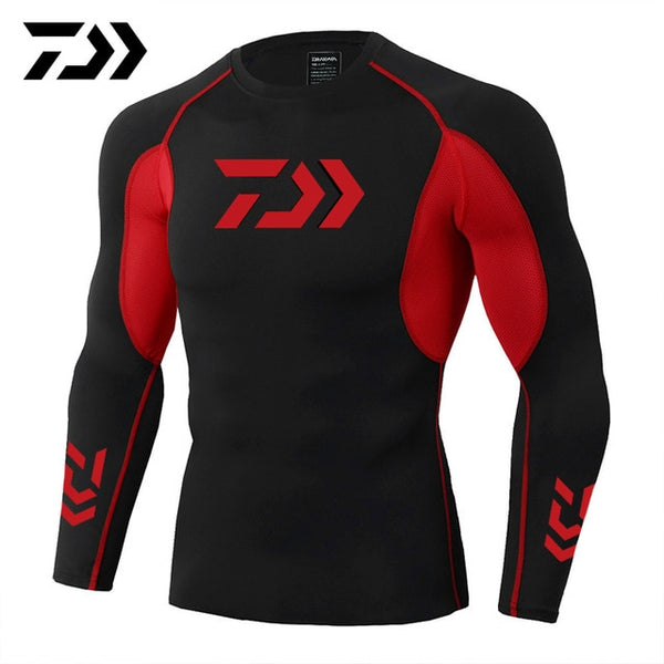 2019 New Daiwa Fishing Shirt Outdoor Sports Wear Tshirt Patchwork Fitness Body Shirt Anti-mosquito Breathable Fishing Tshirt