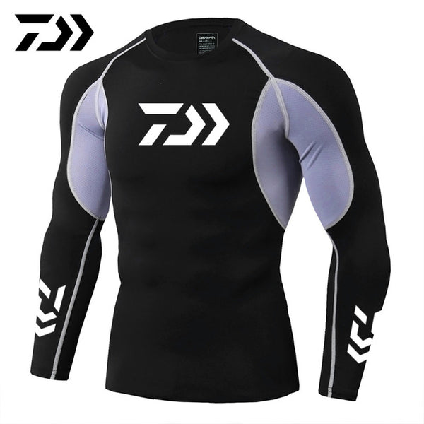 2019 New Daiwa Fishing Shirt Outdoor Sports Wear Tshirt Patchwork Fitness Body Shirt Anti-mosquito Breathable Fishing Tshirt