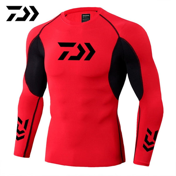 2019 New Daiwa Fishing Shirt Outdoor Sports Wear Tshirt Patchwork Fitness Body Shirt Anti-mosquito Breathable Fishing Tshirt