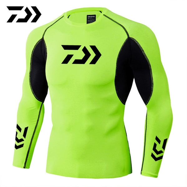 2019 New Daiwa Fishing Shirt Outdoor Sports Wear Tshirt Patchwork Fitness Body Shirt Anti-mosquito Breathable Fishing Tshirt