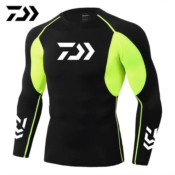 2019 New Daiwa Fishing Shirt Outdoor Sports Wear Tshirt Patchwork Fitness Body Shirt Anti-mosquito Breathable Fishing Tshirt