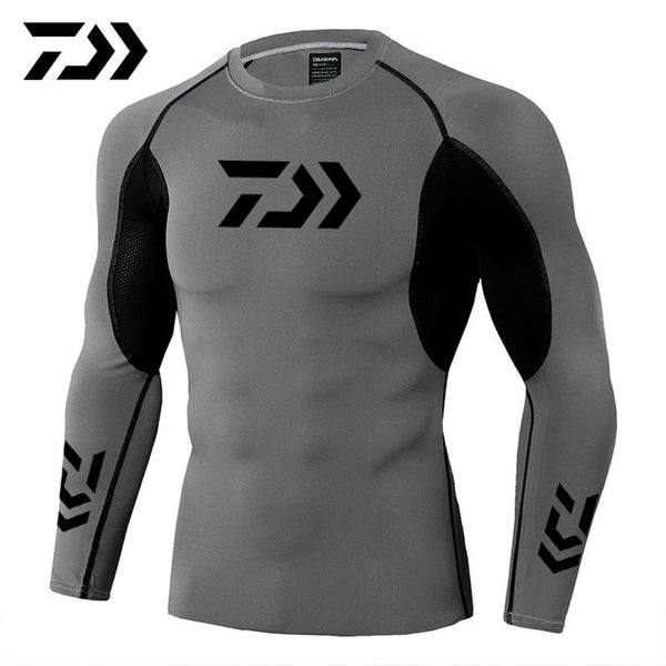 2019 New Daiwa Fishing Shirt Outdoor Sports Wear Tshirt Patchwork Fitness Body Shirt Anti-mosquito Breathable Fishing Tshirt