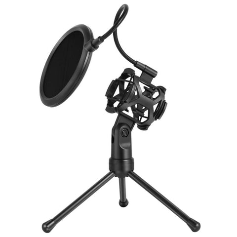 Foldable Microphone Stand Bracket Desktop Mic Tripod Holder With Shock Mount Wind Filter for Broadcast Conference Live Vedio