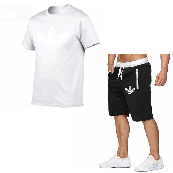 2019 Summer Hot Sale Men's Sets T Shirts+shorts Two Pieces Sets Casual Tracksuit new Male Casual Tshirt Fitness trousers men