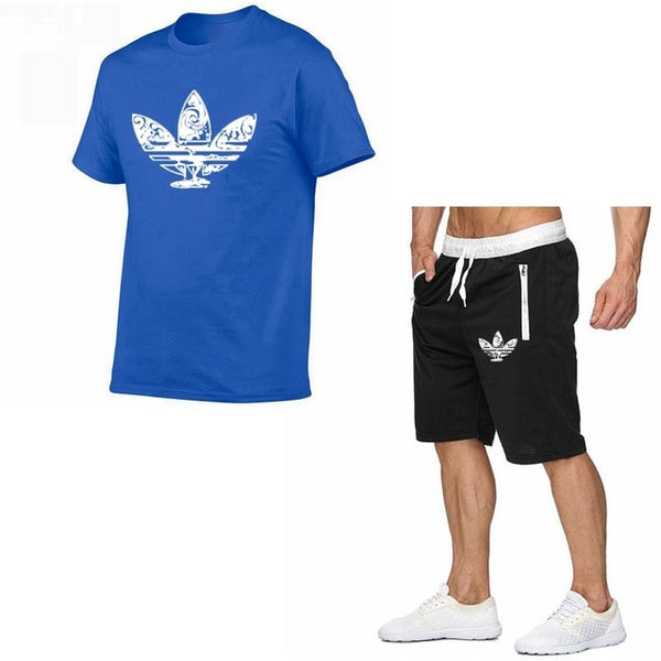 2019 Summer Hot Sale Men's Sets T Shirts+shorts Two Pieces Sets Casual Tracksuit new Male Casual Tshirt Fitness trousers men