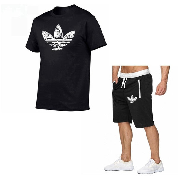 2019 Summer Hot Sale Men's Sets T Shirts+shorts Two Pieces Sets Casual Tracksuit new Male Casual Tshirt Fitness trousers men